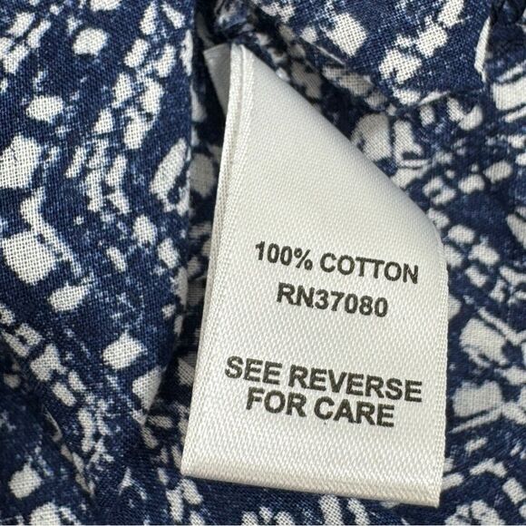 Cato Ikat Diamond Print Button Up Shirt Blue White Small Long Sleeve - Picture 11 of 15